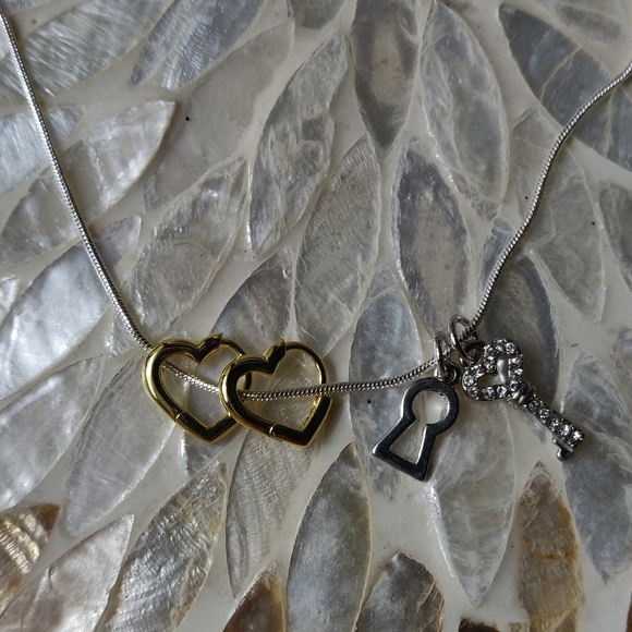 None Jewelry - New 925 stamped silver snake chain charm necklace.